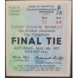 1957 MANCHESTER UNITED V ASTON VILLA FA CUP FINAL TICKET