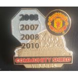 MANCHESTER UNITED COMMUNITY SHIELD WINNERS LARGE BADGE