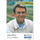 CRICKET ALLAN WELLS SUSSEX & ENGLAND AUTOGRAPHED CORNHILL PHOTO CARD