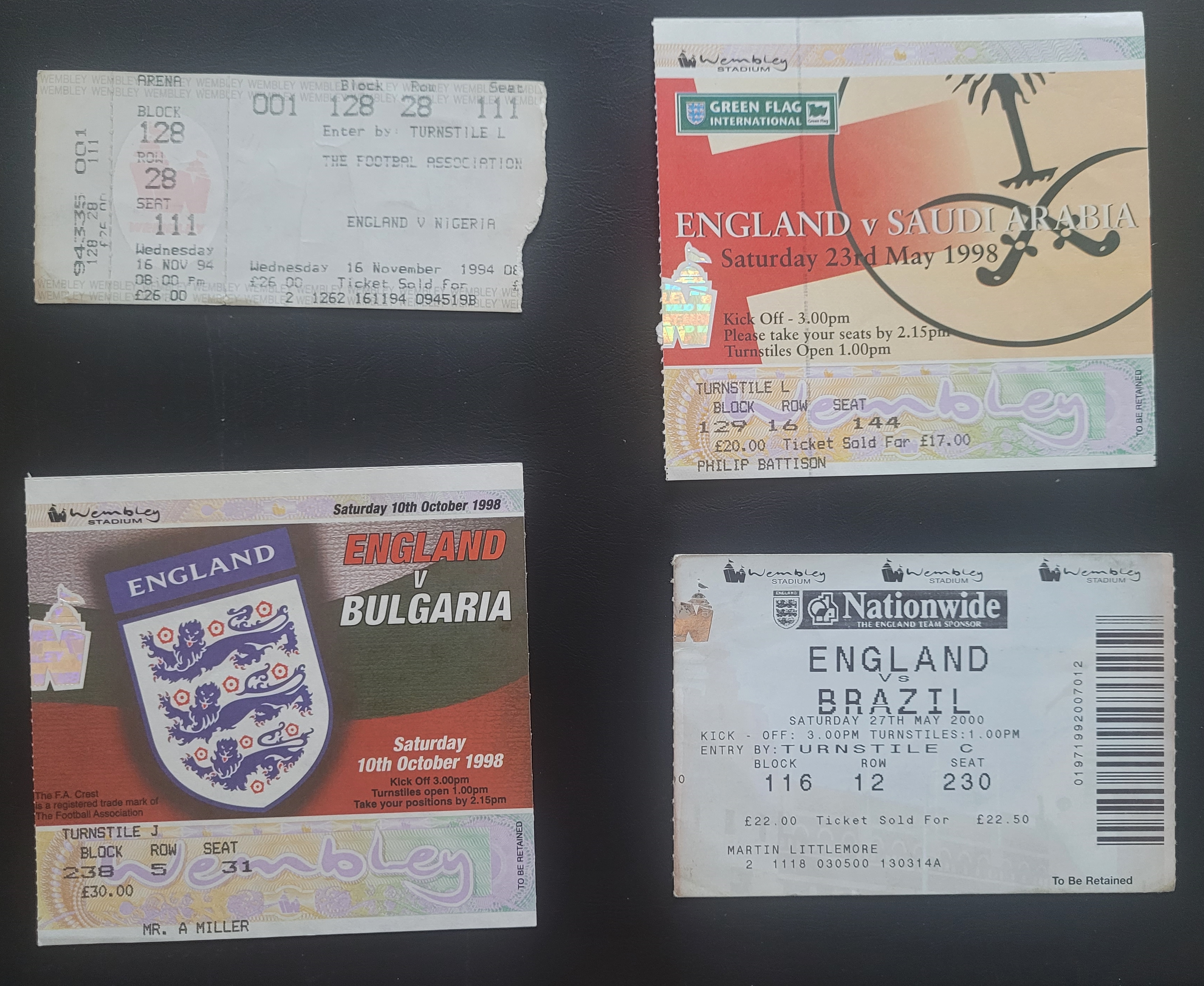 24 ENGLAND HOME & AWAY MATCH TICKETS 1968 TO 2004 - Image 2 of 7