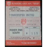 1990-91 SUNDERLAND V MANCHESTER UNITED TICKET