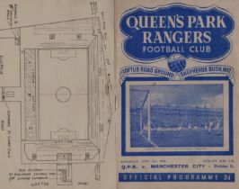 1950/51 QUEEN'S PARK RANGERS V MANCHESTER CITY INCLUDES GROUND DIAGRAM