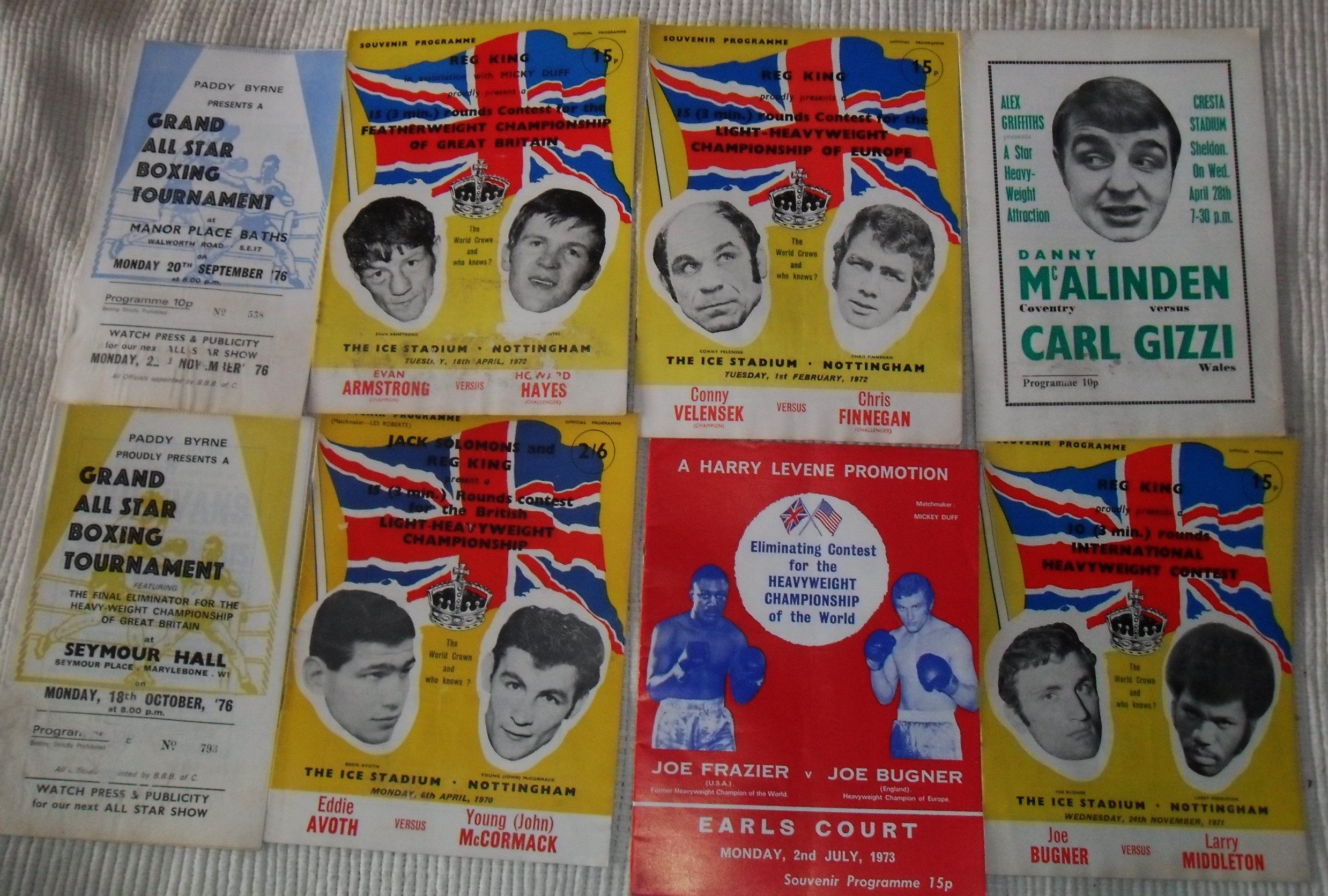 BOXING - VINTAGE PROGRAMMES X 8 INCLUDES FRAZIER V BUGNER