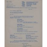 BIRMINGHAM CITY ORIGINAL 1973 AVAILABILITY OF PLAYERS LETTER