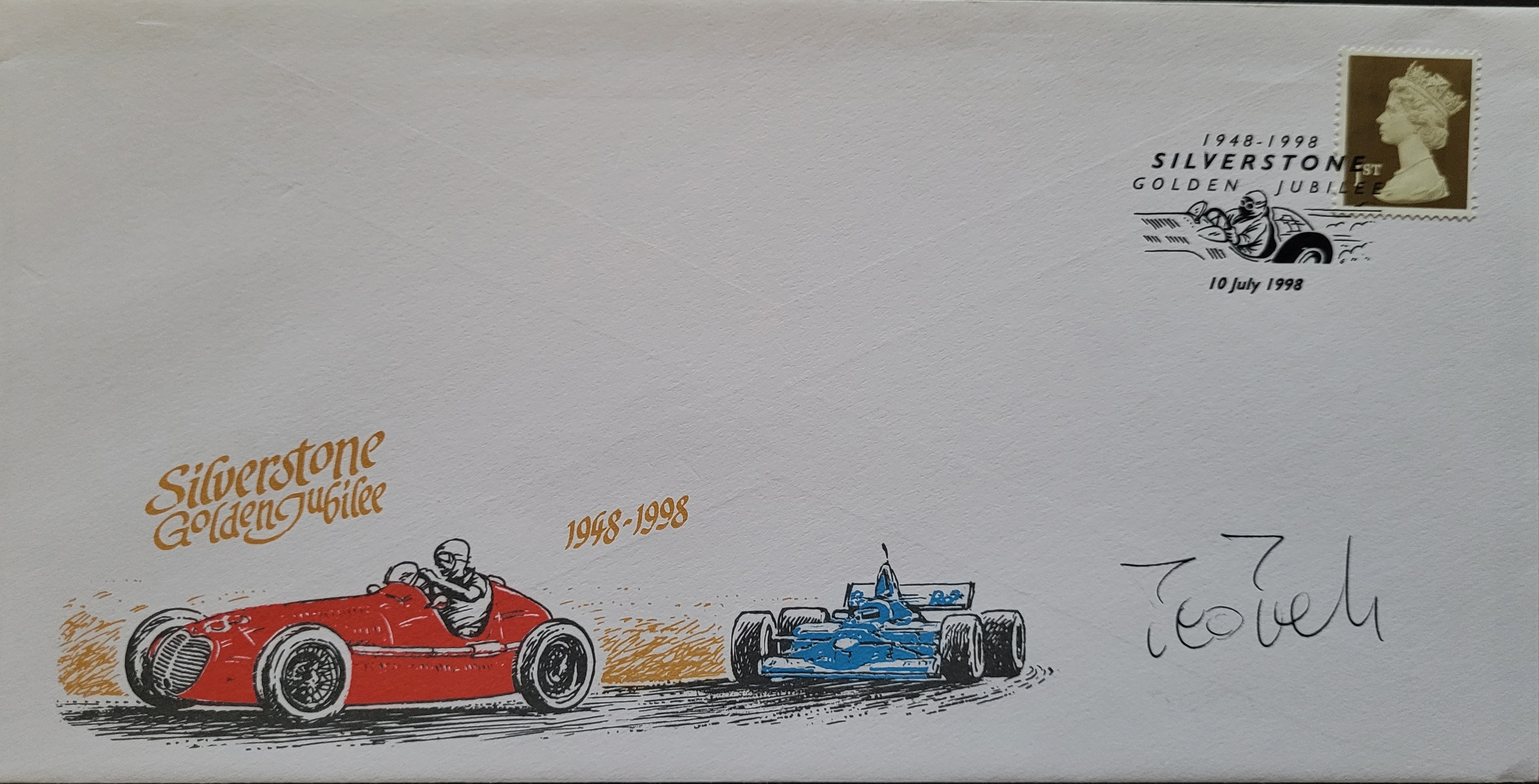 1998 SILVERSTONE MOTOR RACING LTD EDITION POSTAL COVER AUTOGRAPHED BY TEO FABI