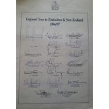 CRICKET 1996-97 ENGLAND TOUR TO ZIMBABWE & NEW ZEALAND OFFICIAL AUTOGRAPH SHEET