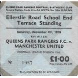 1978-79 QUEENS PARK RANGERS V MANCHESTER UNITED TICKET