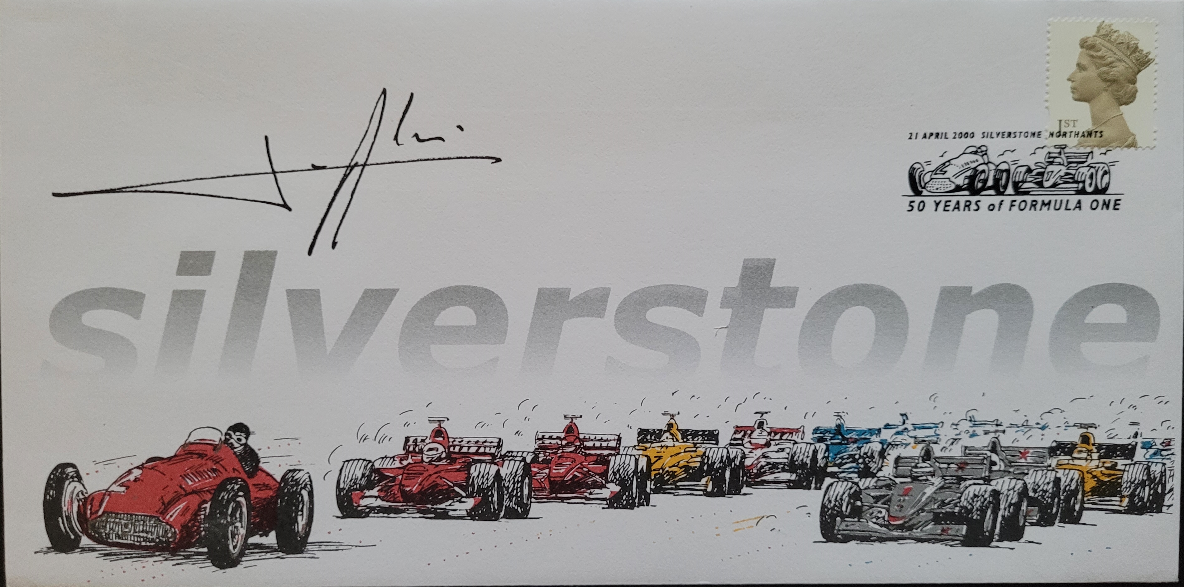 2000 SILVERSTONE MOTOR RACING LIMITED EDITION POSTAL COVER AUTOGRAPHED BY JEAN ALESI