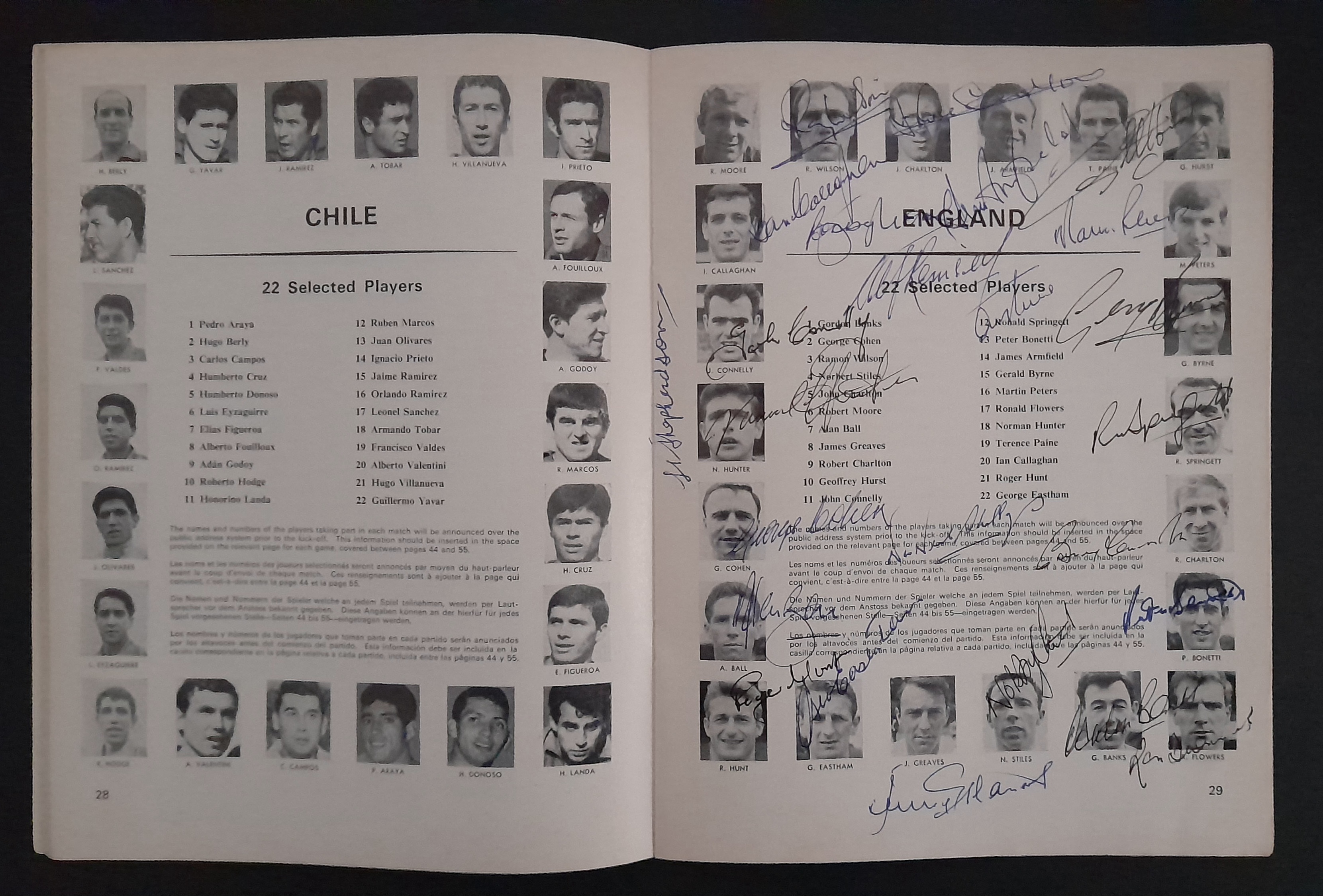 1966 WORLD CUP TOURNAMENT PROGRAMME FULLY SIGNED BY THE ENGLAND SQUAD