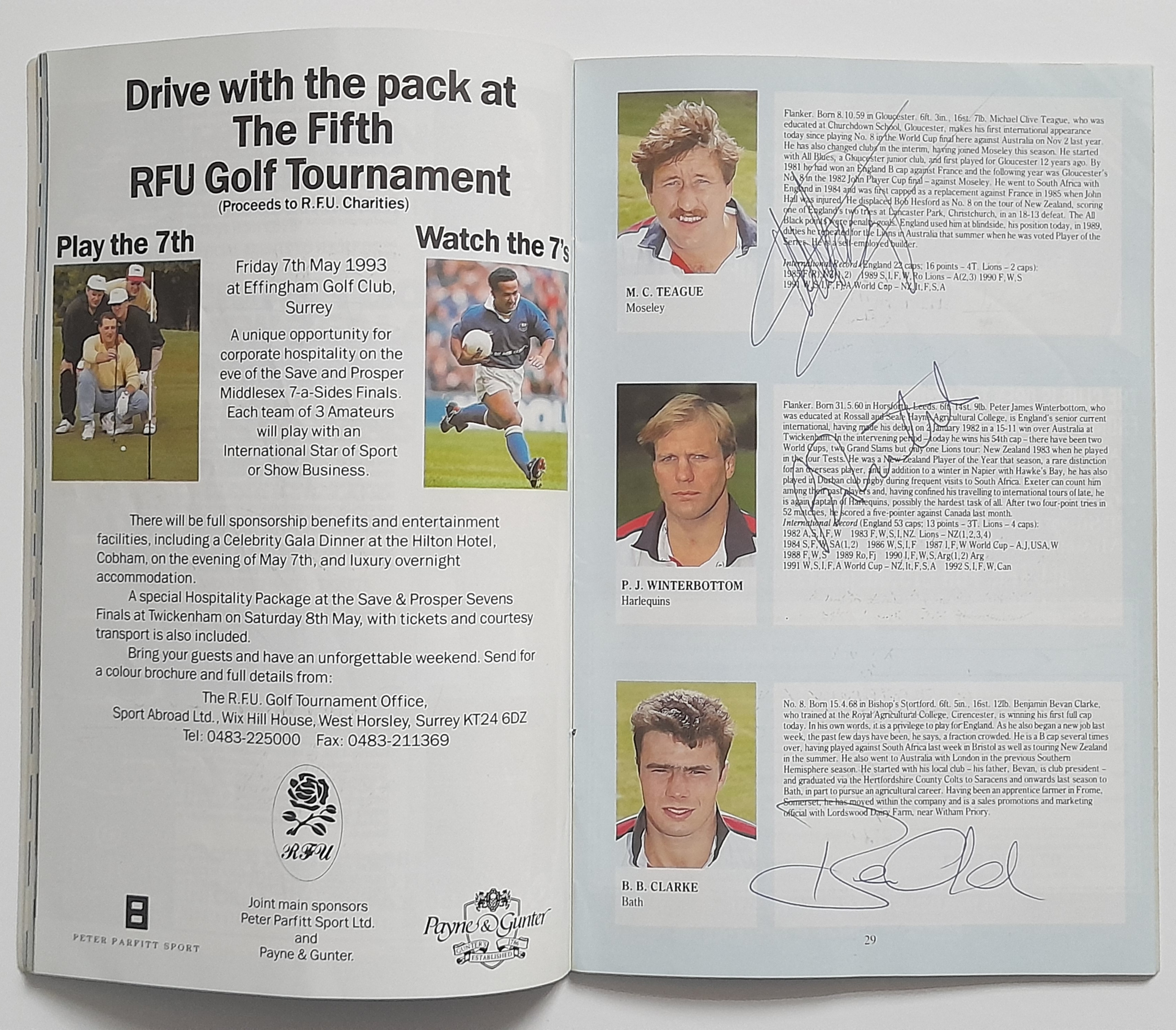 1992 RUGBY UNION ENGLAND V SOUTH AFRICA MULTI AUTOGRAPHED PROGRAMME - Image 7 of 11