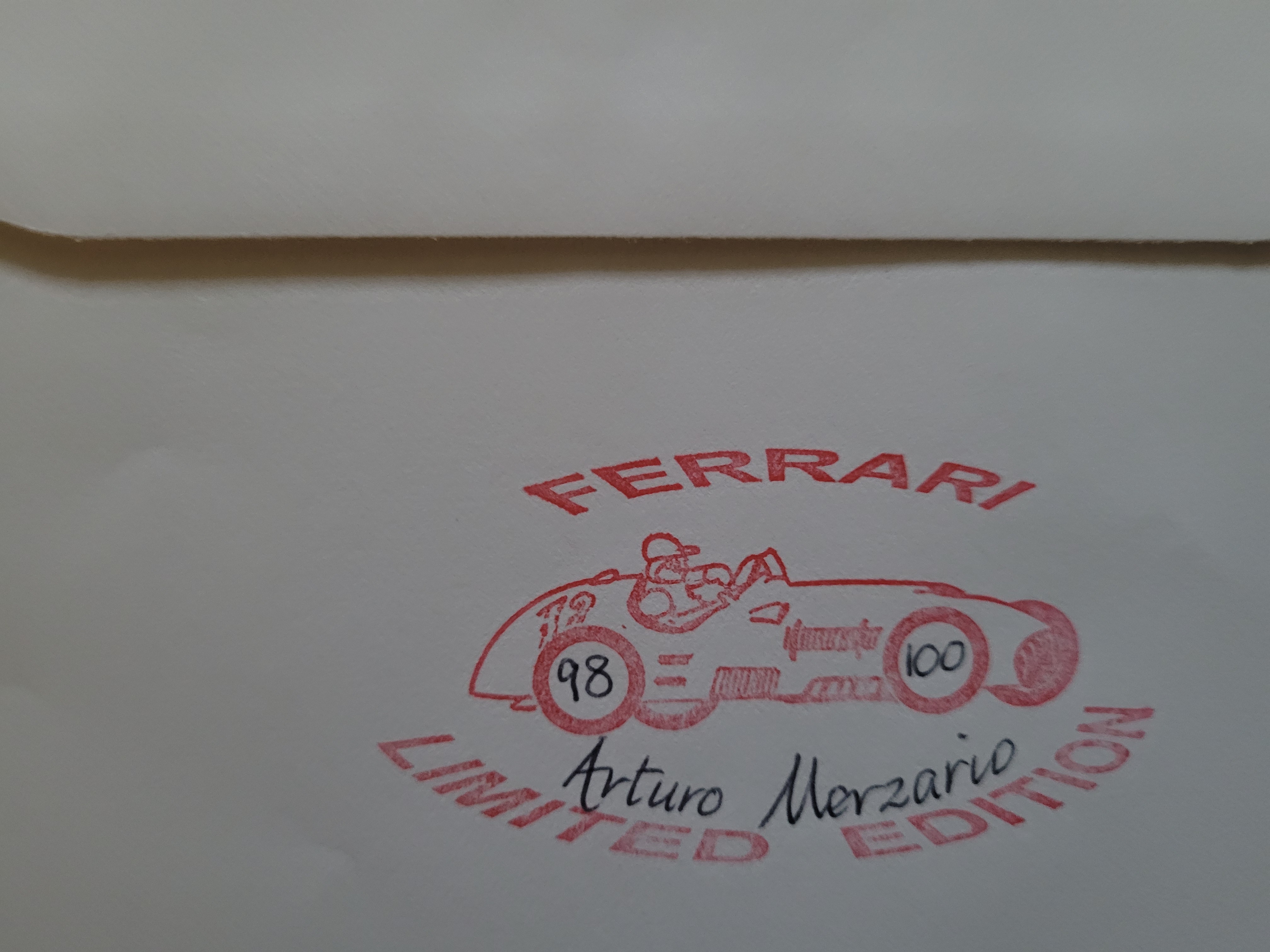 2001 FERRARI MOTOR RACING LTD EDITION POSTAL COVER AUTOGRAPHED BY ARTURO MERZARIO - Image 2 of 2