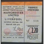 1983-84 MANCHESTER UNITED V LIVERPOOL TICKET