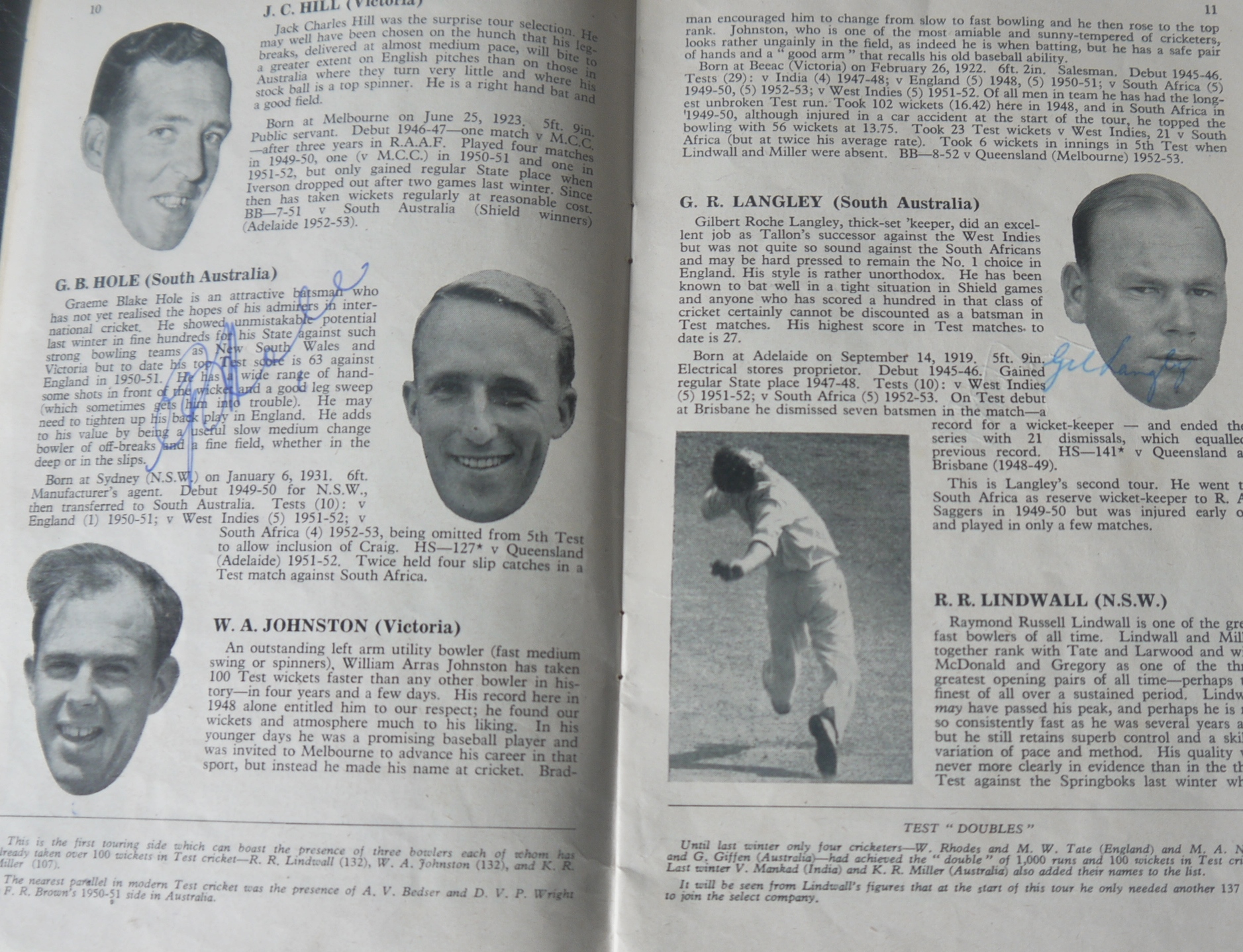 CRICKET AUSTRALIA 1953 TOUR BROCHURE SIGNED BY 5 PLAYERS - Image 2 of 2