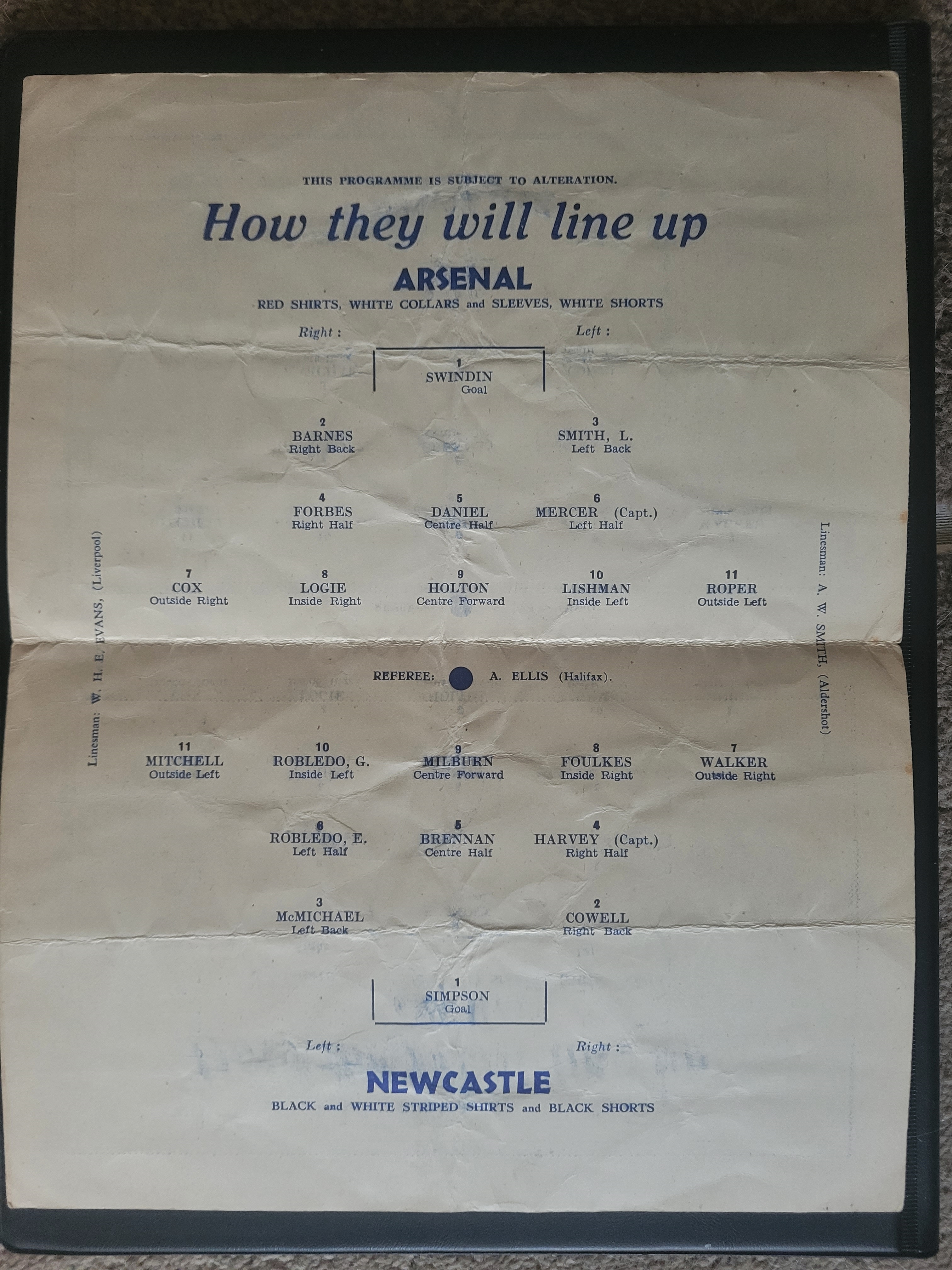 1952 FA CUP FINAL ARSENAL V NEWCASTLE UNITED PIRATE PROGRAMME - Image 2 of 2