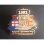 MANCHESTER UNITED 1991 ECWC WINNERS LARGE BADGE