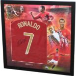 MANCHESTER UNITED CRISTIANO RONALDO AUTOGRAPHED & FRAMED SHIRT DISPLAY