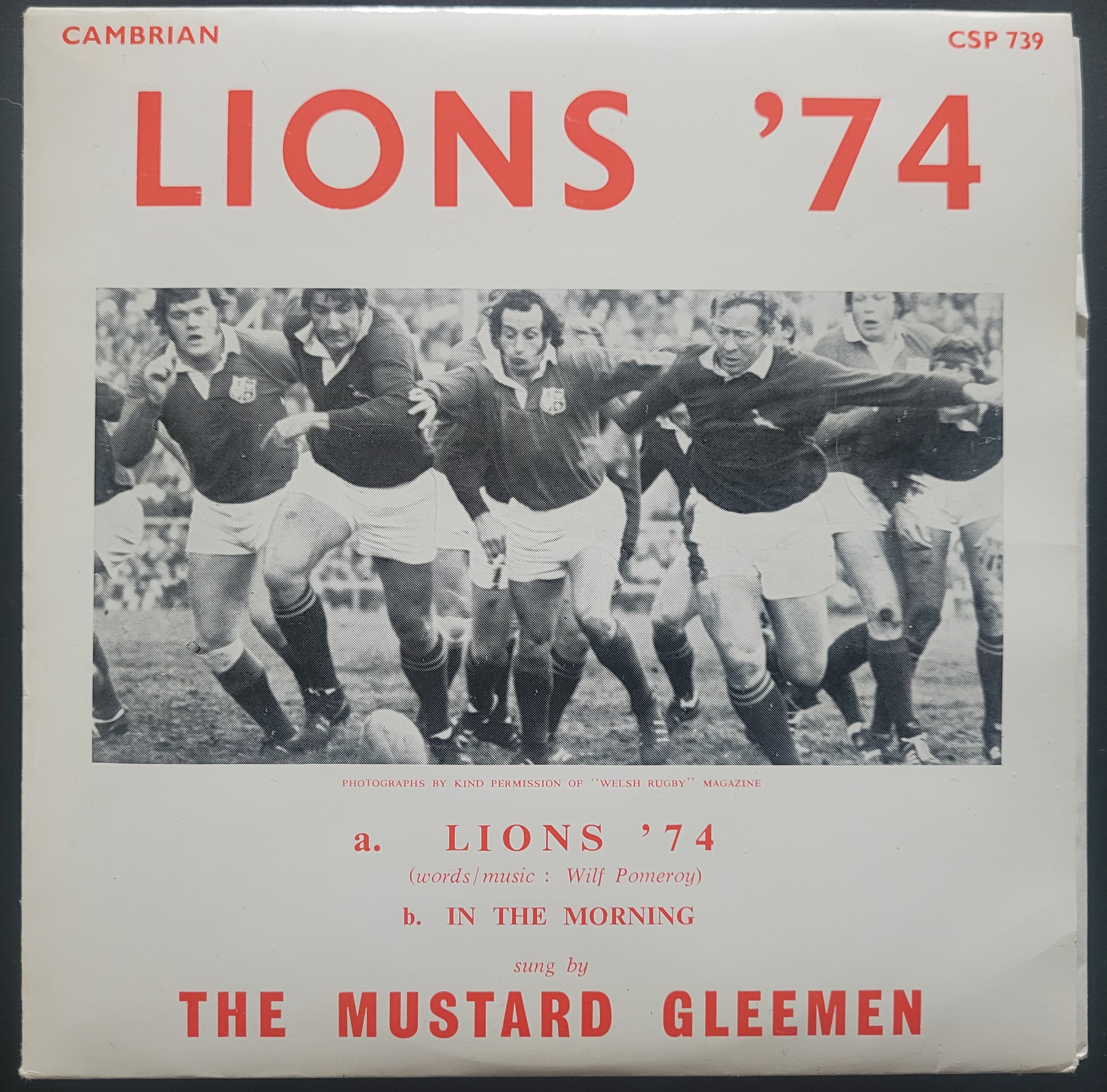 RUGBY UNION 1974 BRITISH LIONS 45 RPM RECORD