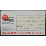 1984-85 MANCHESTER UNITED V DUNDEE UNITED UEFA CUP TICKET