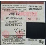 1977-78 MANCHESTER UNITED V ST ETIENNE ECWC TICKET ( GAME NEVER PLAYED )