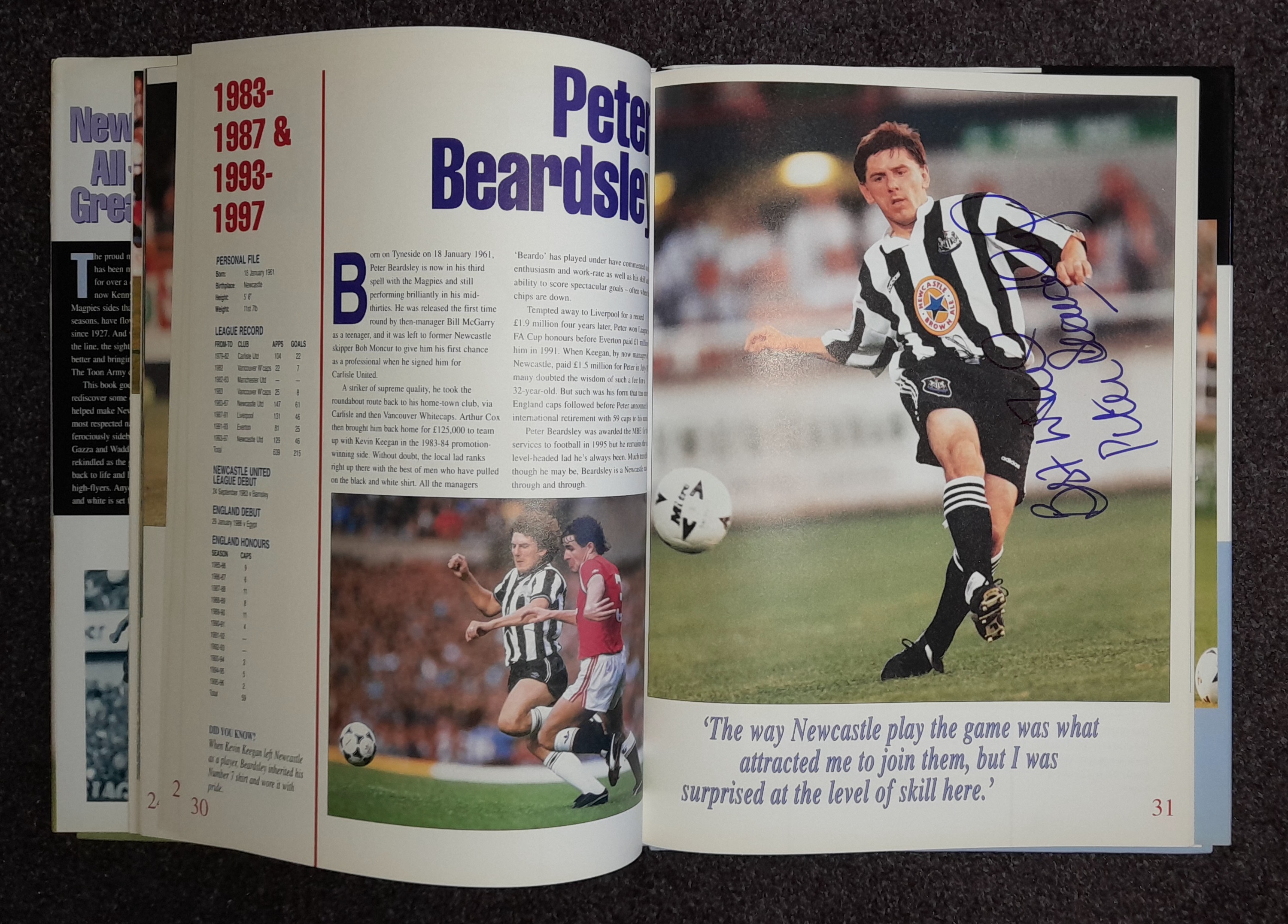 NEWCASTLE UNITED ALL TIME GREATS PRIDE OF THE TOON ARMY AUTOGRAPHED BOOK - Image 3 of 7