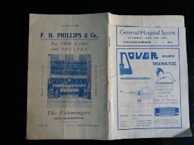 CRICKET NORTHAMPTON C.C 1924 HOSPITAL SPORTS DAY PROGRAMME