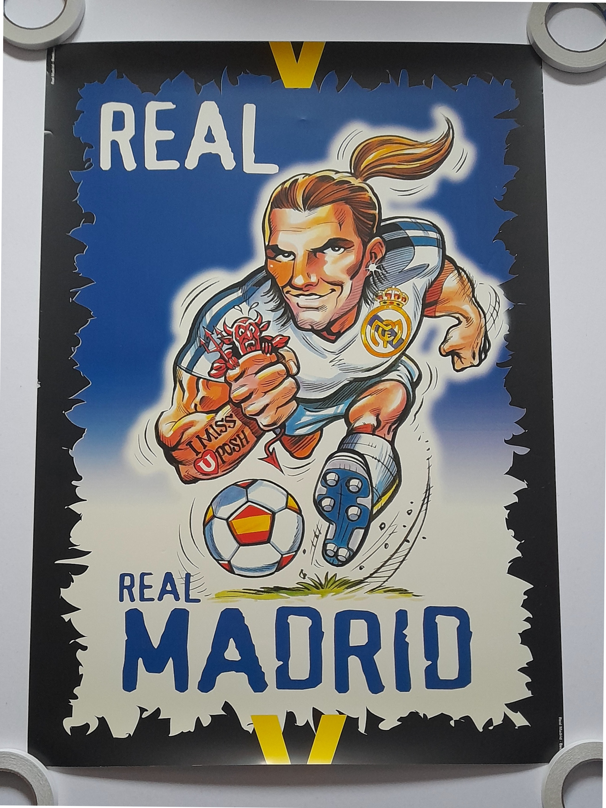 REAL MADRID DAVID BECKHAM LARGE VINTAGE POSTER