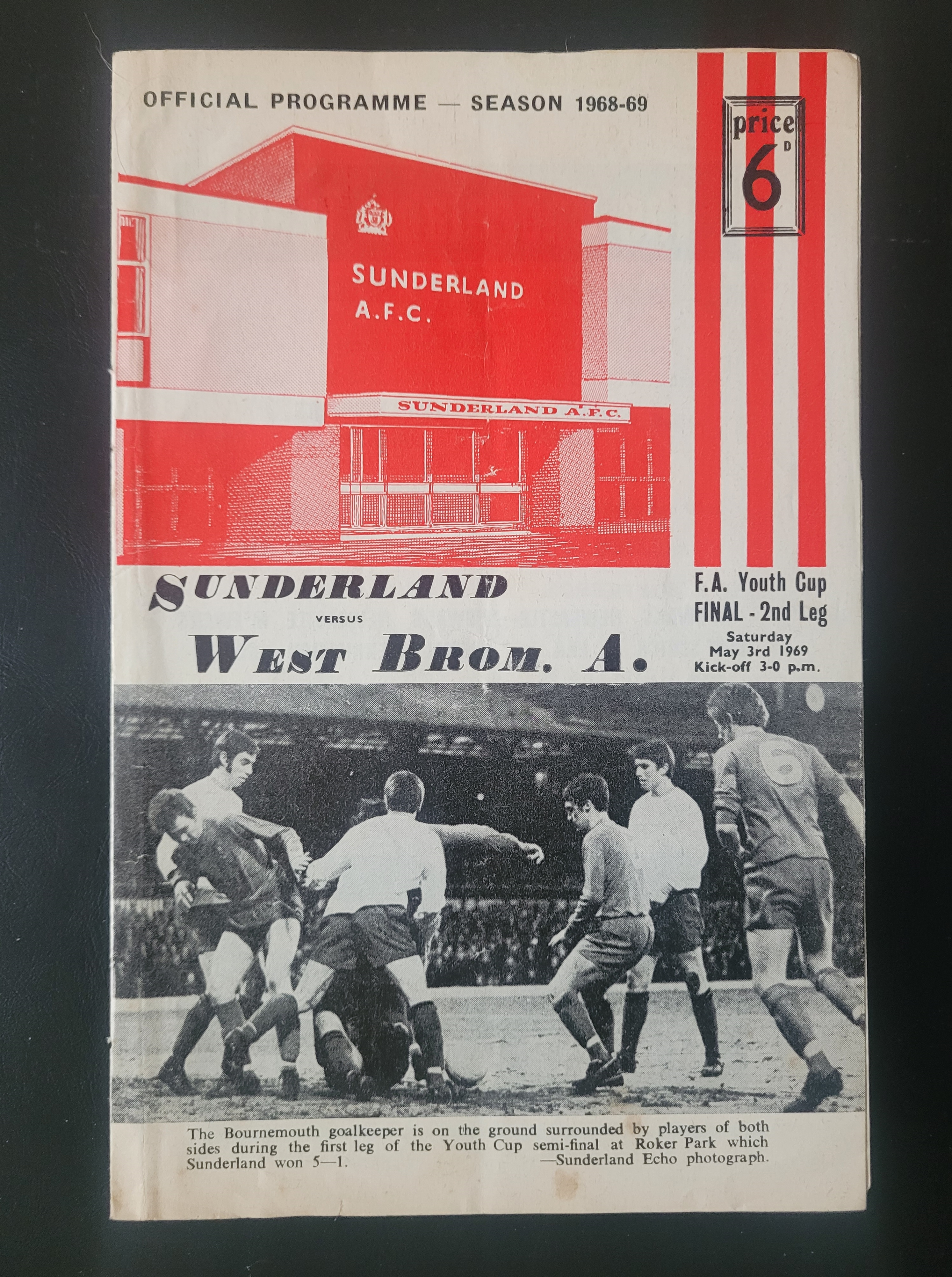 1969 SUNDERLAND V WEST BROMWICH ALBION FA YOUTH CUP FINAL