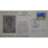 OLYMPICS ,/ SWIMMING DAVID WILKIE AUTOGRAPHED POSTAL COVER