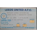 1991-92 LEEDS UNITED V MANCHESTER UNITED TICKET