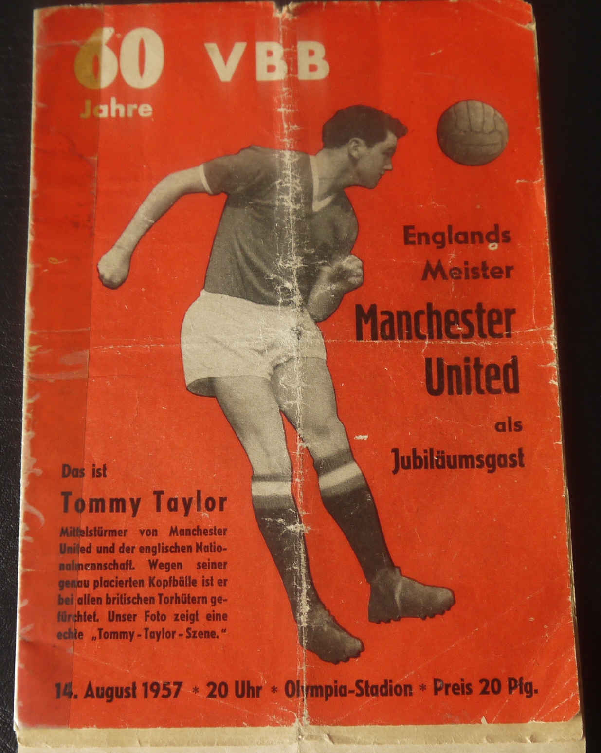 1957-58 BERLIN STADIF V MANCHESTER UNITED MUNICH SEASON FRIENDLY INC'S DUNCAN EDWARDS