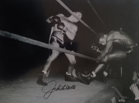 JAKE LAMOTTA LARGE AUTOGRAPHED PHOTO