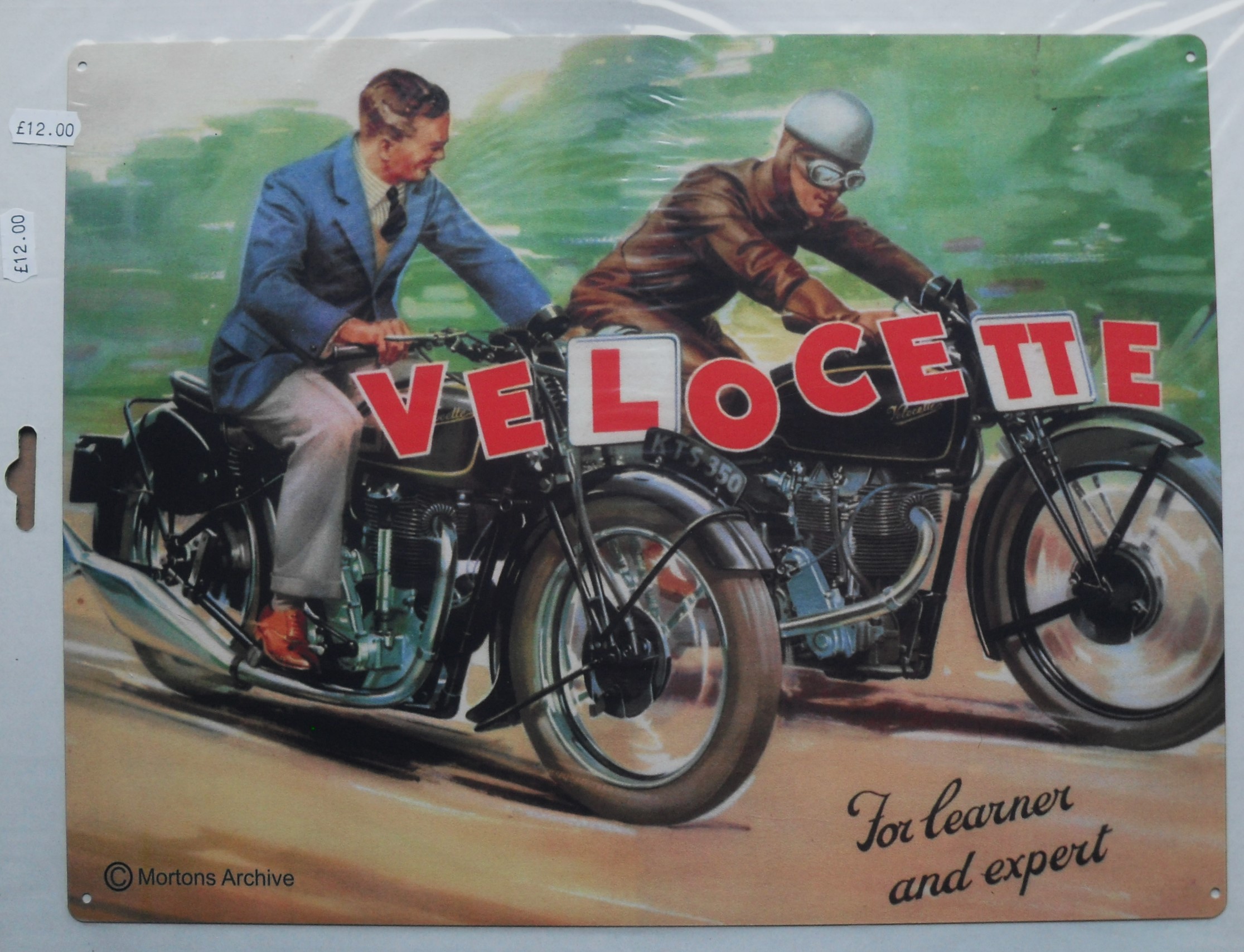 MOTORCYCLE - VELOCETTE VERY LARGE METAL WALL PLAQUE