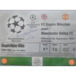 1998-99 BAYERN MUNICH V MANCHESTER UNITED CHAMPIONS LEAGUE TICKET AUTOGRAPHED