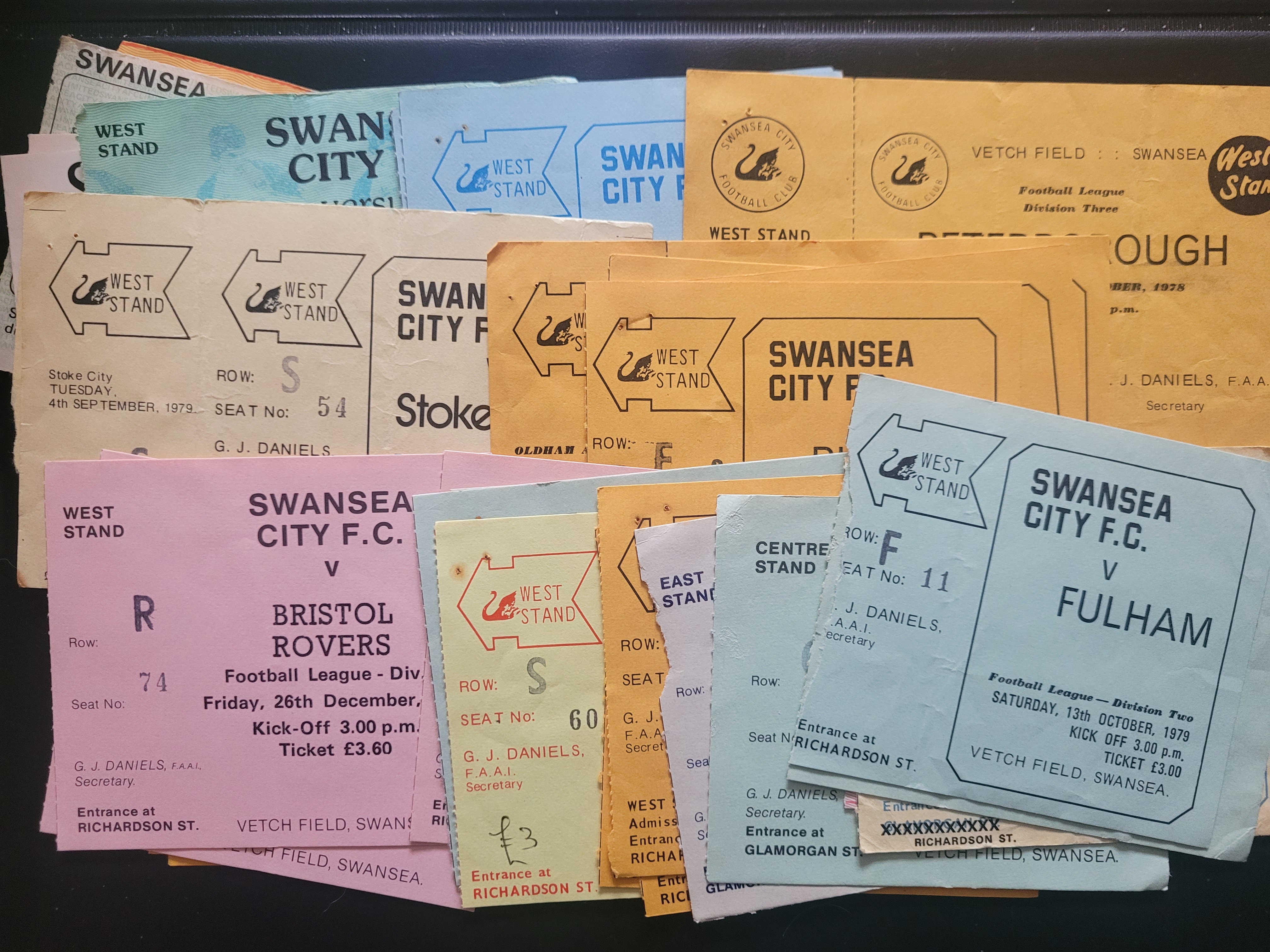 SWANSEA CITY HOME FOOTBALL TICKETS MOSTLY LATE 70'S EARLY 80'S X 41