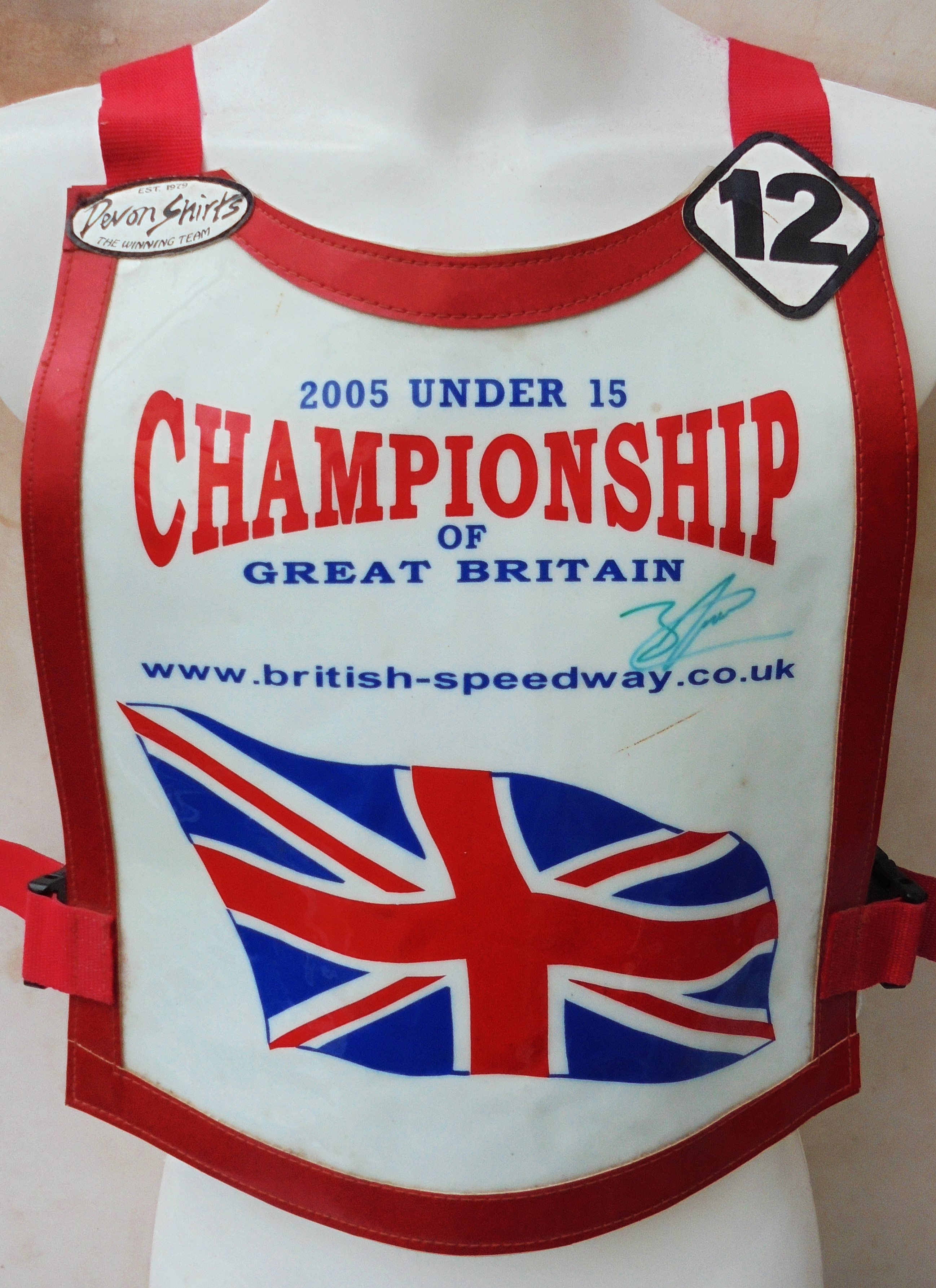 SPEEDWAY - ORIGINAL BRENDAN JOHNSON 2005 UNDER 15 GB CHAMPIONSHIP HAND SIGNED RACE JACKET