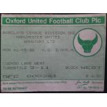 1987-88 OXFORD UNITED V MANCHESTER UNITED TICKET