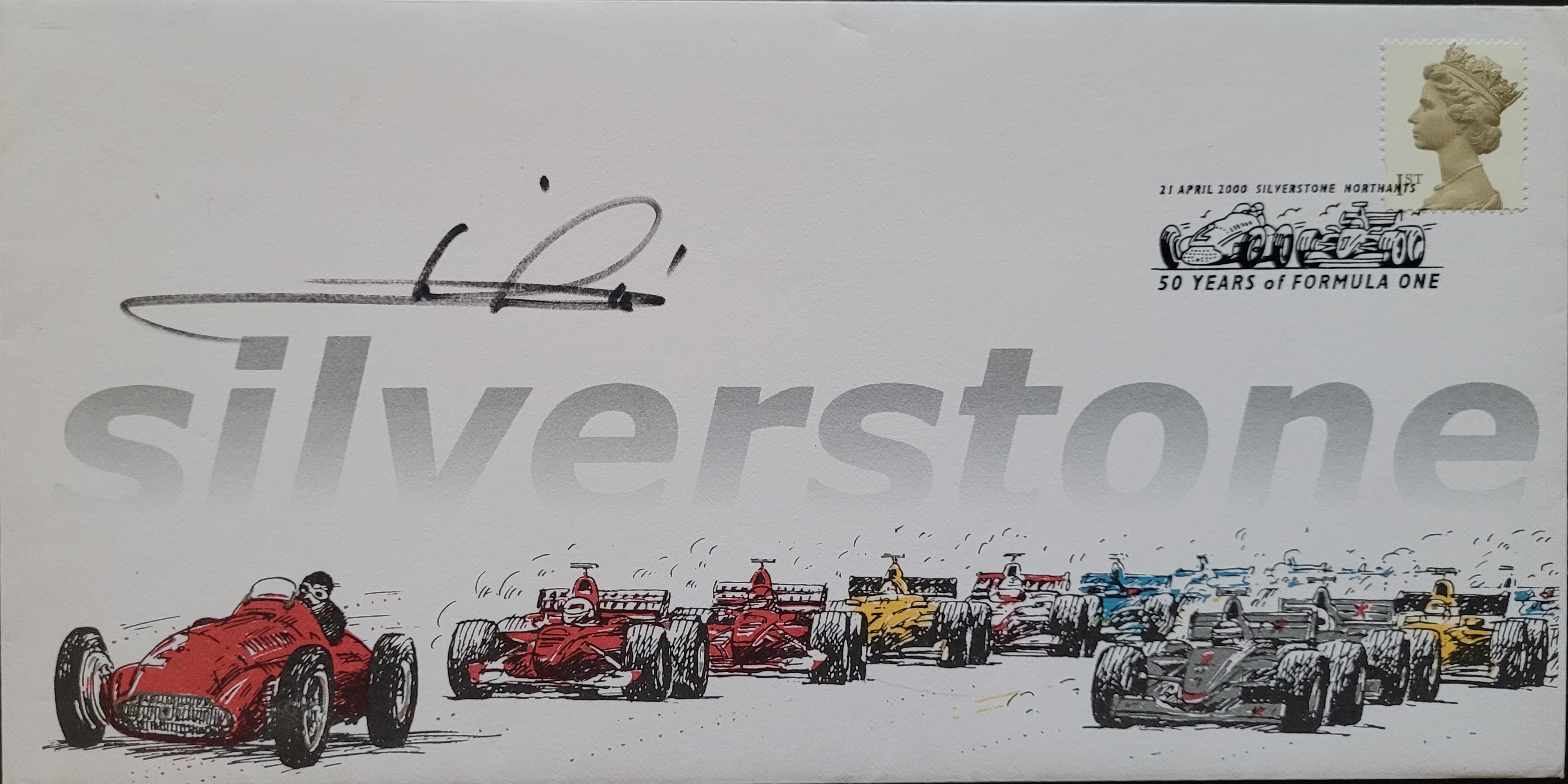 2000 SILVERSTONE LIMITED EDITION MOTOR RACING POSTAL COVER AUTOGRAPHED BY MARIO ANDRETTI