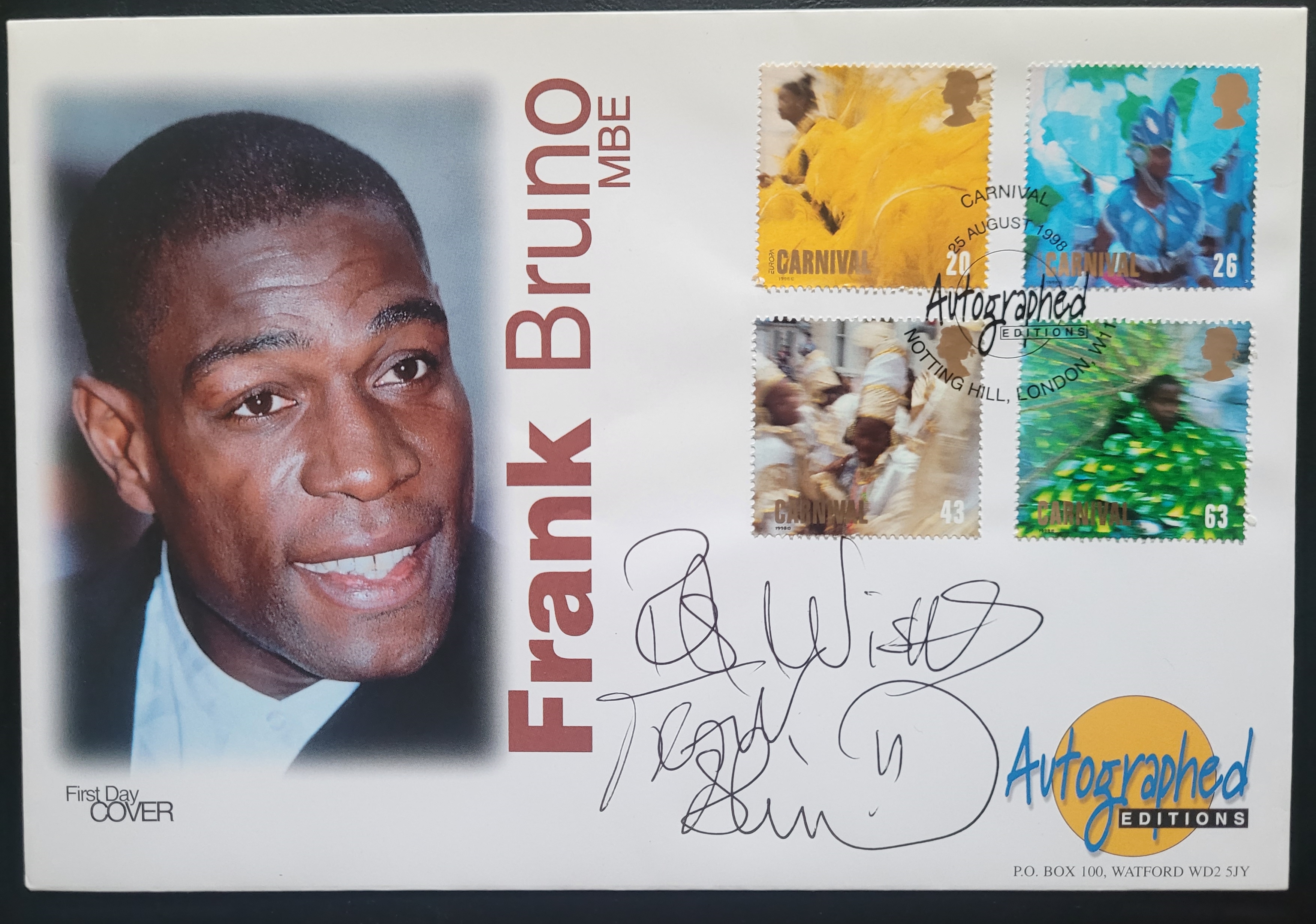 BOXING FRANK BRUNO AUTOGRAPHED POSTAL COVER