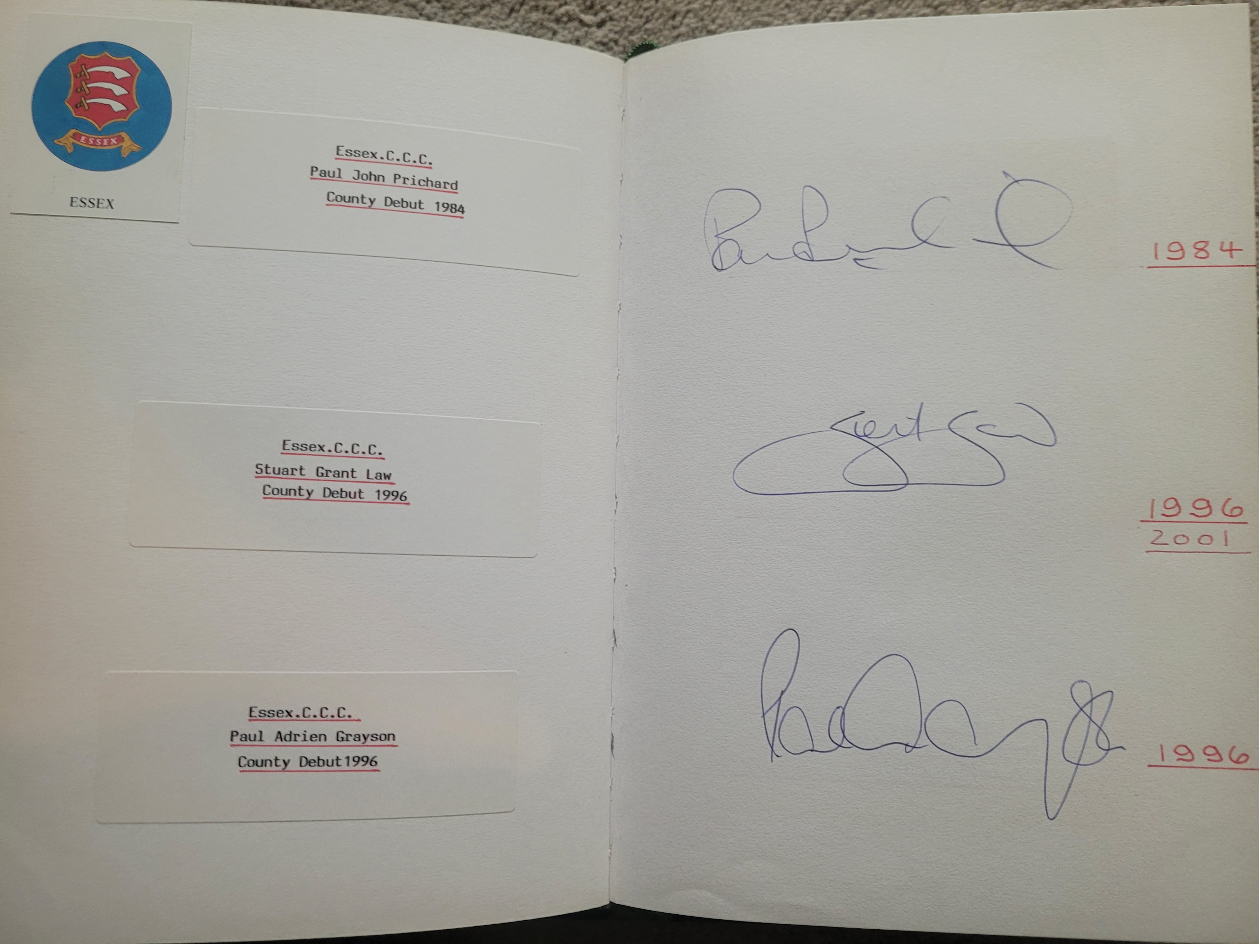 CRICKET AUTOGRAPH BOOK DERBYSHIRE, DURHAM, ESSEX, GLAMORGAN & GLOUCESTERSHIRE - Image 6 of 11