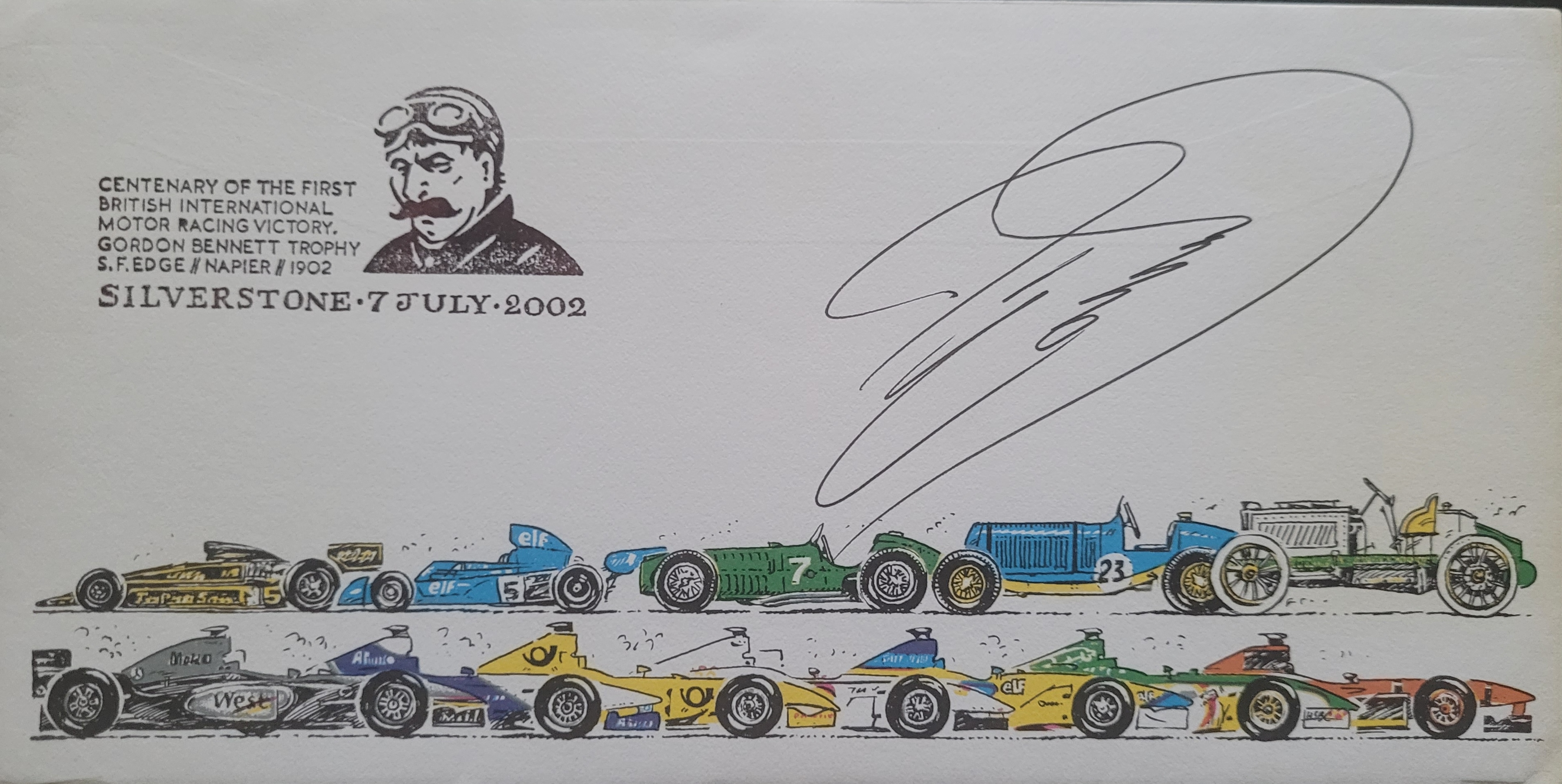 2002 SLVERSTONE MOTOR RACING LTD EDITION POSTAL COVER AUTOGRAPHED BY DAVID COULTHARD