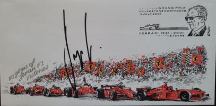 2001 FERRARI MOTOR RACING LTD EDITION POSTAL COVER AUTOGRAPHED BY GERHARD BERGER