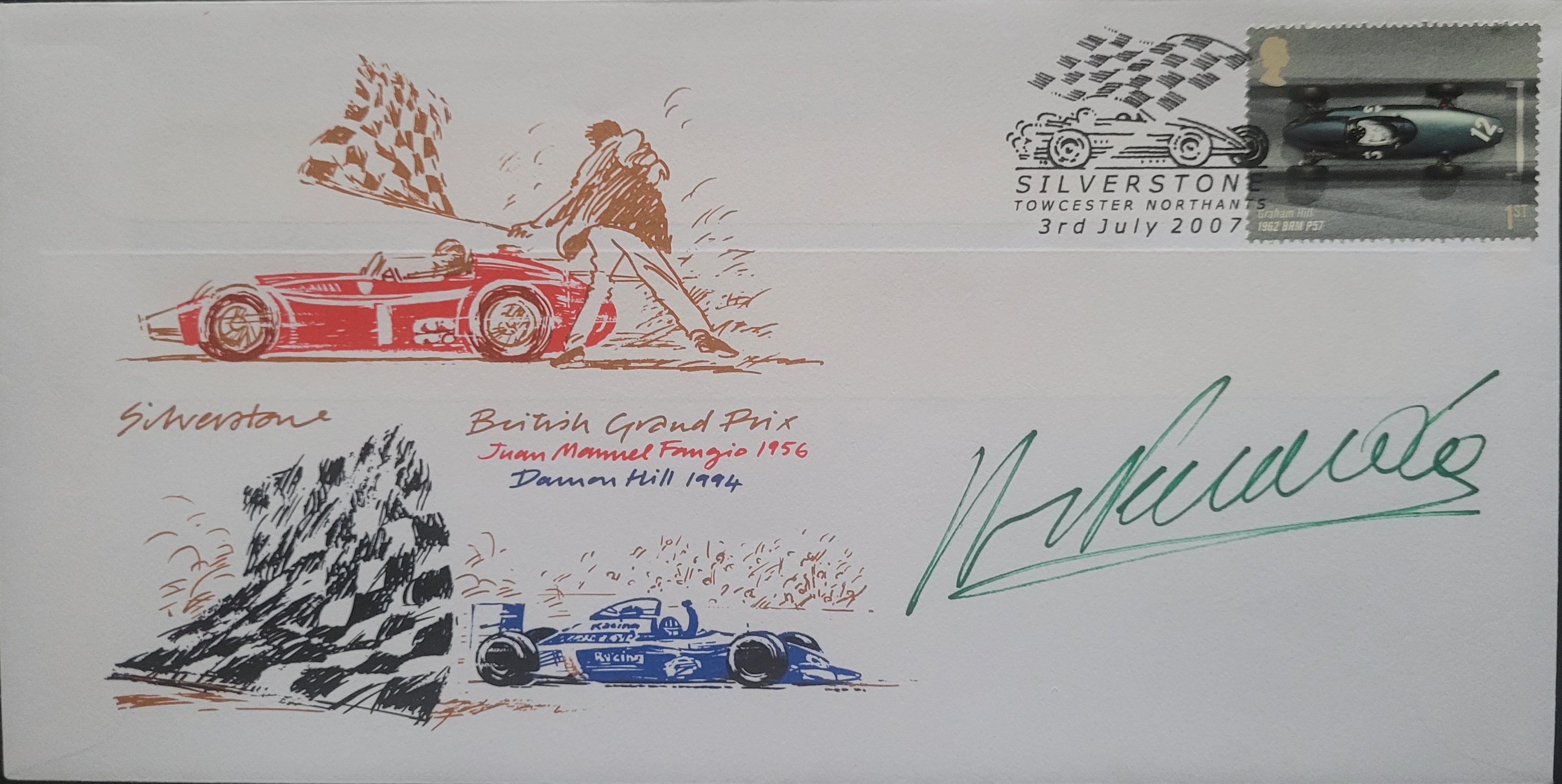 2007 SLVERSTONE MOTOR RACING LTD EDITION POSTAL COVER AUTOGRAPHED BY HENRI PESCAROLO