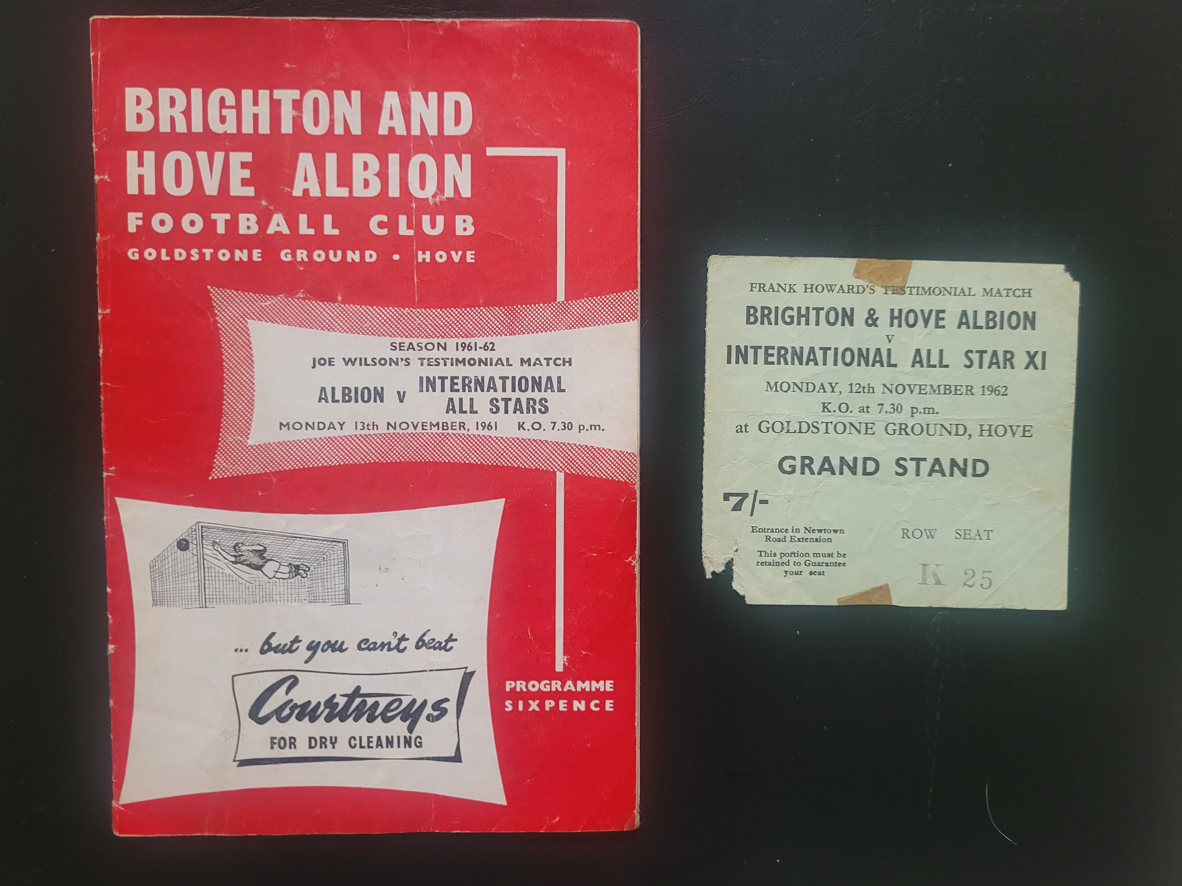 1961 BRIGHTON V INTERNATIONAL ALL STARS PROGRAMME & TICKET