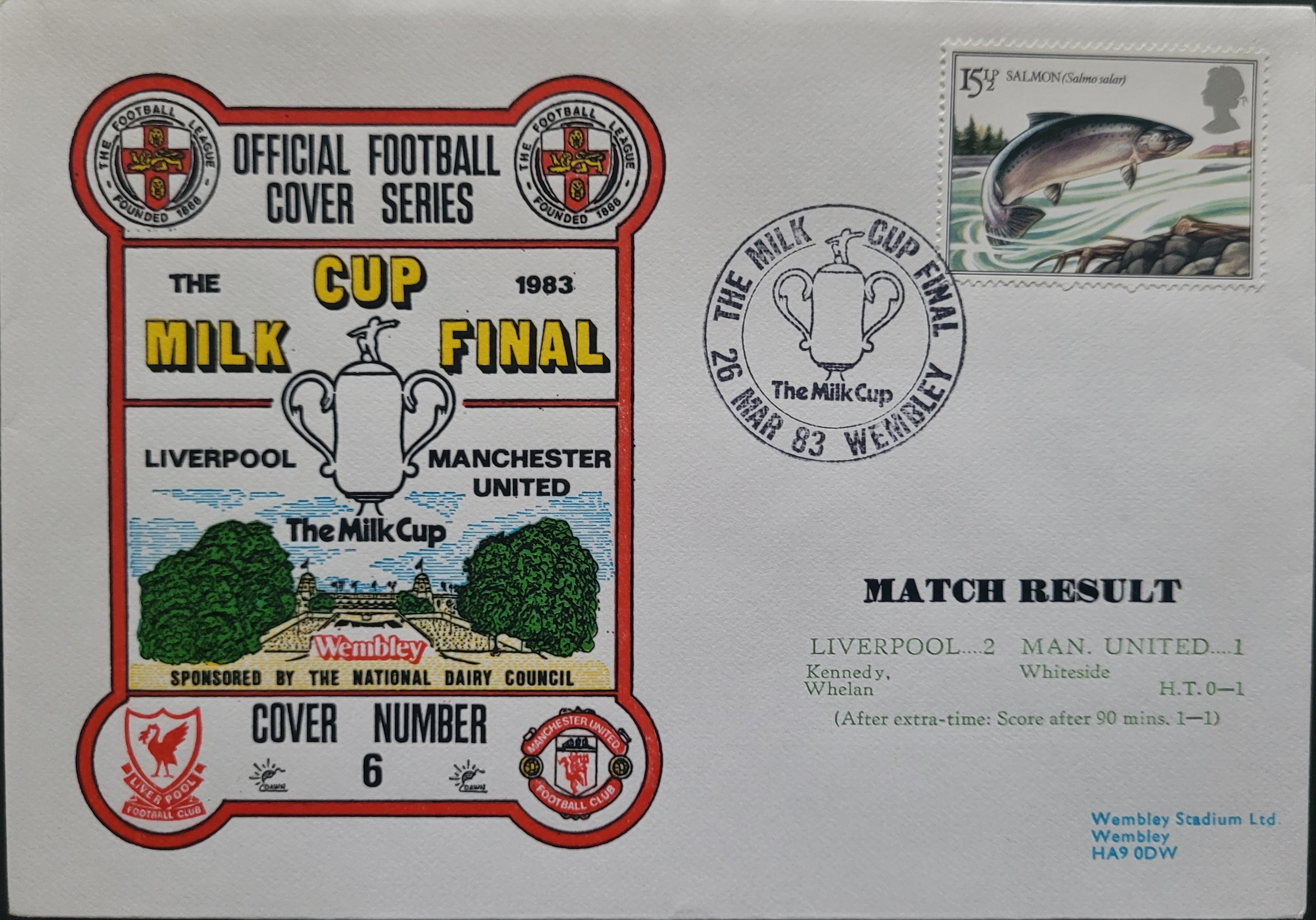1983 LIVERPOOL V MANCHESTER UNITED LEAGUE CUP FINAL POSTAL COVER