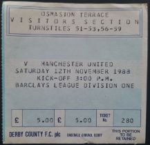 1988-89 DERBY COUNTY V MANCHESTER UNITED TICKET