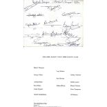 1964 ENGLISH LGE V SCOTTISH LGE - FULL SET OF ENGLISH TEAM AUTOGRAPHS INC BOBBY MOORE & ALF RAMSEY