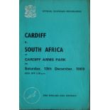 RUGBY UNION 1969 CARDIFF V SOUTH AFRICA
