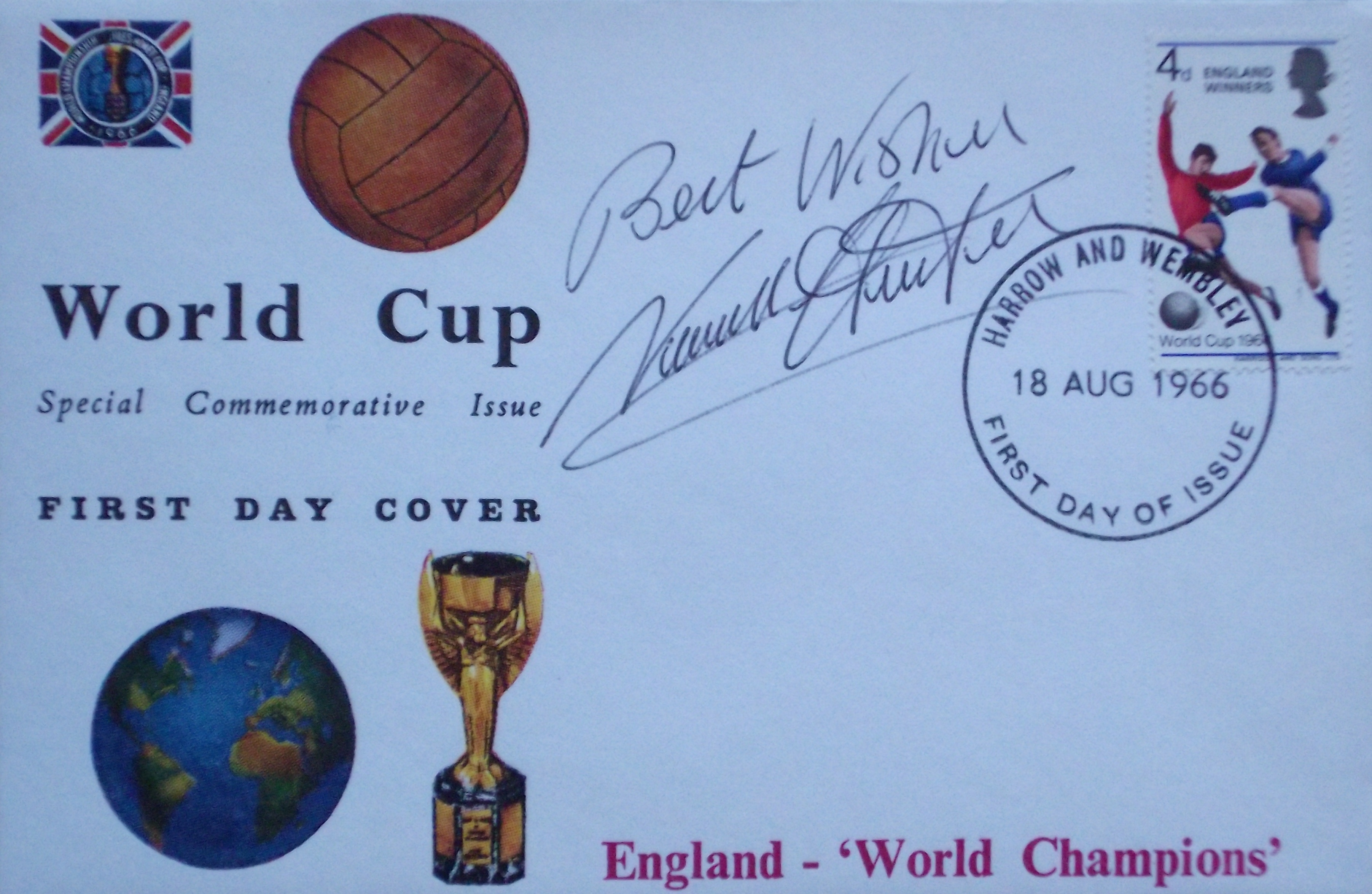 ENGLAND 1966 WORLD CUP RARE REMBRANDT POSTAL COVER AUTOGRAPHED BY NORMAN HUNTER