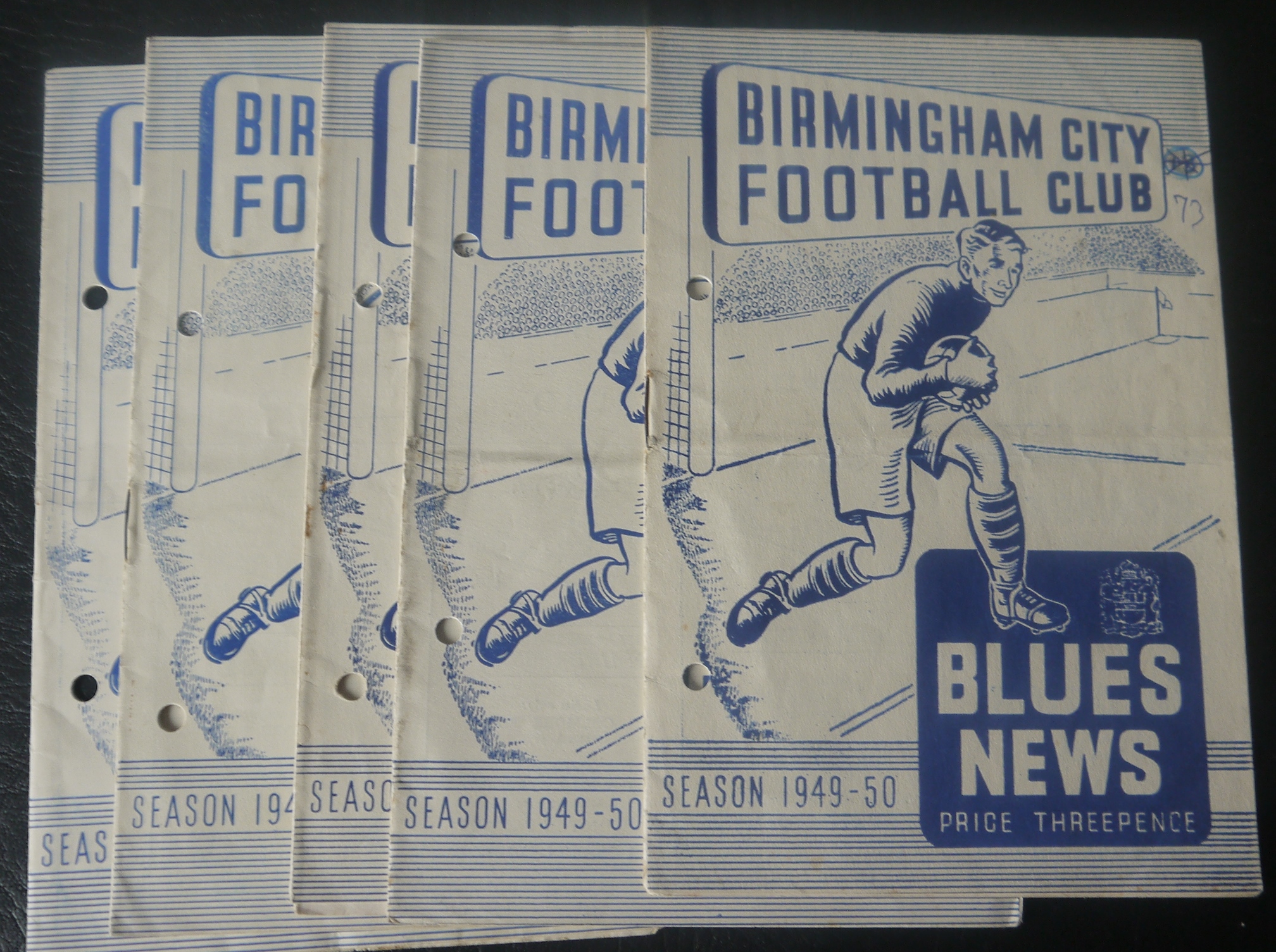 1949-50 BIRMINGHAM CITY HOME PROGRAMMES X 5