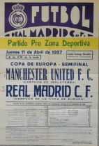 1957 REAL MADRID V MANCHESTER UNITED EUROPEAN CUP SEMI-FINAL VERY RARE POSTER